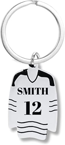 Personalized Engraved Ice Hockey Keychain, Custom Hockey Gift, Hockey Jewelry, Hockey Player, Team and Coaches Gift
