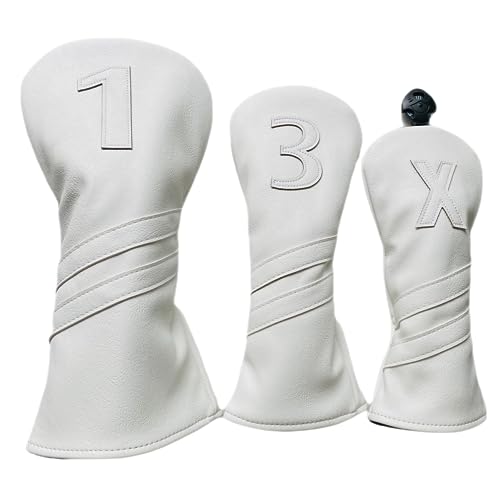 1pc Golf Club Head Cover Or 3pcs Golf Club Covers for Driver 3 Wood and Hybrids - White Golf Driver Headcover Fairway Wood Head Cover Hybrid Headcover Designed for All Brand (1pc 3 Wood Cover)