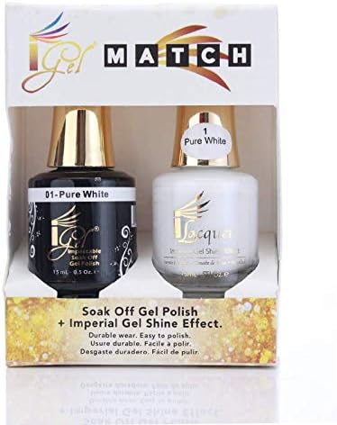 IGEL Match Soak Off Gel Polish + Imperial Gel Shine Effect Nail Polish Duo #1 Pure White