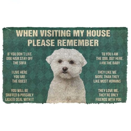 ���փ}�b�g �}���`�[�Y���̃n�E�X���[�����o���Ă����Ă������� 50×80cm doormat Please Remember Maltese Dog'S House Rules