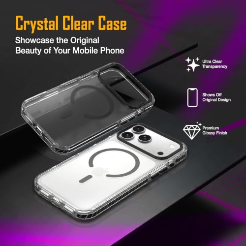 Image of Zapcase Crystal Clear Back case for iPhone 17 Pro Max | Hard PC Back | TPU Bumper with Inner Rubber Grip | Metal Camera Guard Bezel | Metal Buttons | Scratch Resistant | 2 Layer Edge Protection |Black