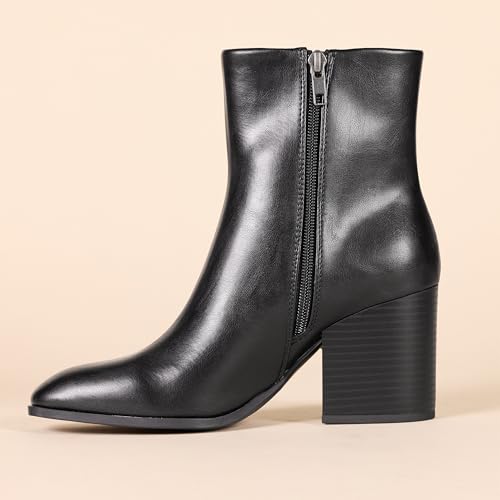 Image of Amazon Essentials Women's Clean Stacked Heel Ankle Boots with Side Zipper, Memory Foam Insole, Flexible Non-Slip Outsole