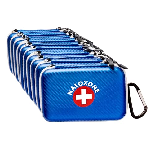 Image of Naloxone Carry Case for Opioid Overdose Kits - Protective & Water Resistant Hardshell - Holds All Naloxone Formulations Does Not Include Naloxone or Accessories (Blue Circle, 100 Units)