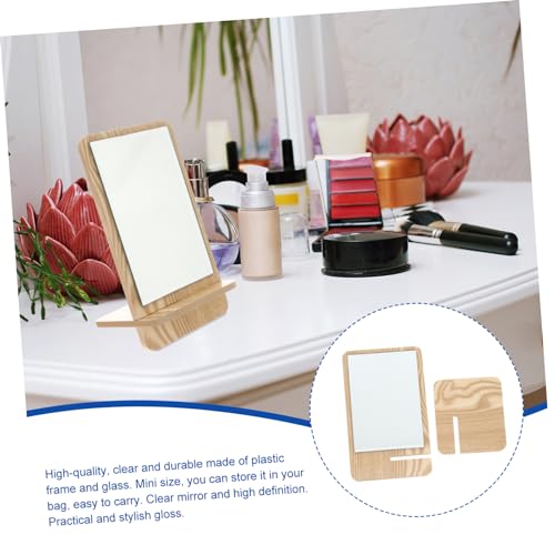 Espejo de maquillaje de madera para tocador 1pc miniatura 5