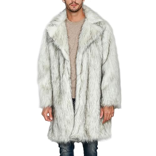Men's Fashion Warm Thick Coat Jacket Faux Fur Outwear Cardigan Overcoat Winter Coat Lightweight Jacket Long Trench