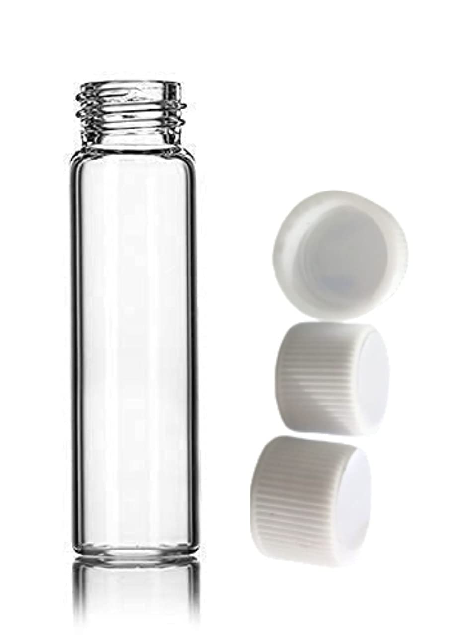 Glass Vial white Screw Cap with tight dropper cap inside [144 PIECES IN BOX], Clear, 8 ML