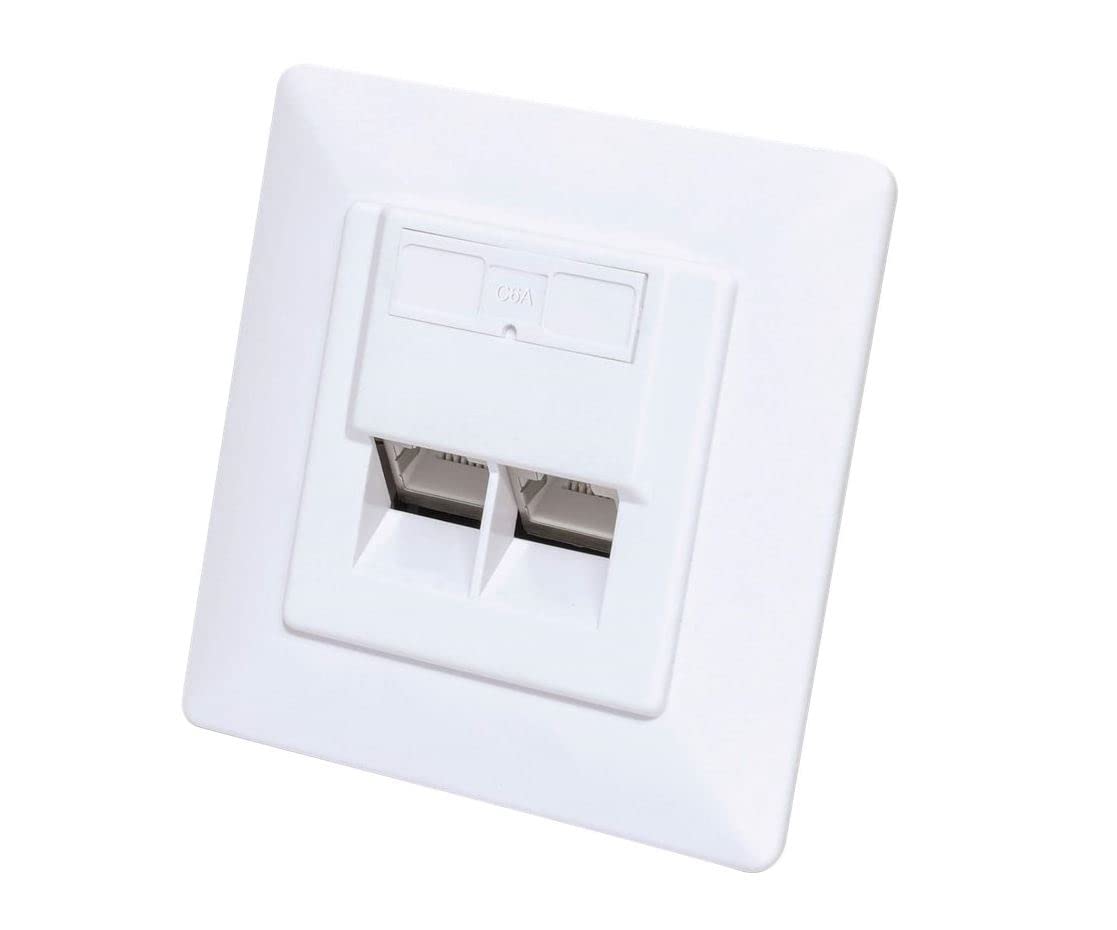 Power Socket Flush Mount 2x RJ45 Cat6 10G, STP, White 771900