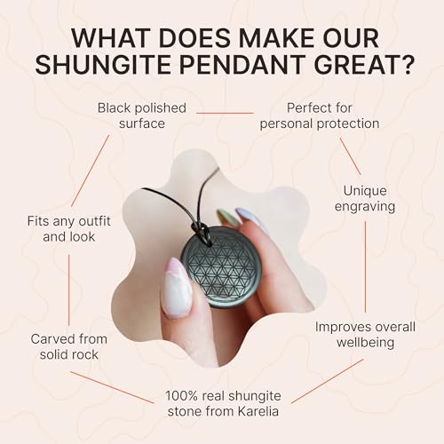 Karelian Heritage Shungite Pendant Round Shape | Healing Spiritual Natural Black Crystal Jewelry Pendant | Sacred Symbol Talisman Amulet Necklace for Meditation4