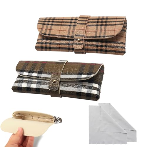 KASESSS 2 Piezas Funda Gafas Blanda Con 2 Paños, Estuche Portátil Para Viajes, Escuela y Trabajo - Para Hombre y Mujer