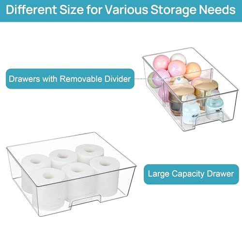 Image of Vtopmart Clear Stackable Storage Drawers Set of 6, Easily Assemble Acrylic Bathroom Undersink Organizers,Plastic Storage Bins for Closet,Cabinet,Pantry,Medicine Organization