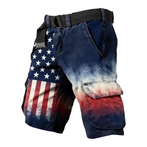 Short été utilitaire homme avec poches imprimé 4 juillet vêtement travail