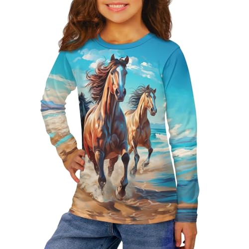Image of Kids Long Sleeve Shirts for Girls 3-16 Year Old Cute Clothes for Teen Girls Casual Workout Tops