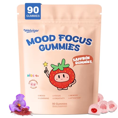 Welvigor Saffron Kids Gummies: Mood & Focus Support with Magnesium 0 Sugar