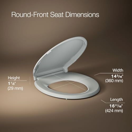 Image of KOHLER 4639-RL-95 Cachet ReadyLatch Round Toilet Seat Soft Close, Ice Grey