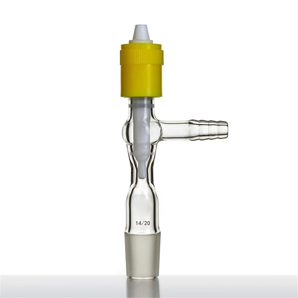 Adaptador de destilación Conjunta, Junta adaptadora de válvula de PTFE de Alto vacío de 4 mm, 14/20, 19/22, 24/40, Vidrio de borosilicato C13, Varios tamaños(C132440Y)