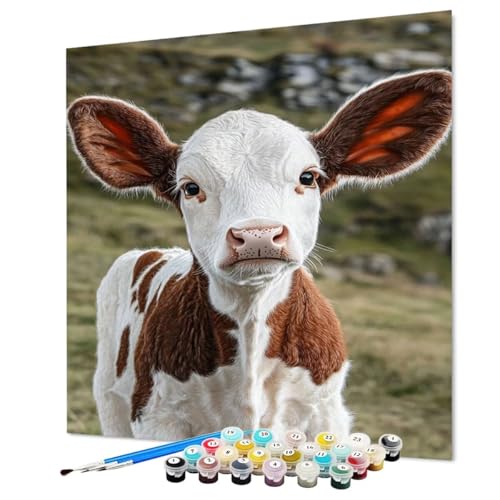 Buey Pintar por Numeros Adultos Animal Pintura por Numeros 90 x 120 cm, DIY Kit Manualidades Adultos, Paint by Numbers Adult Con Pinceles Pigmento Acrílico Para Decoracion Hogar Pared (Model-1095)