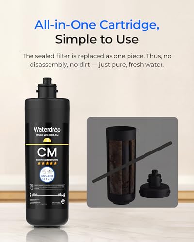 Image of Waterdrop WD-10CM Water Filter Replacement for Waterdrop TSB-CM 3-Stage Under Sink Water Filter System, 12 monthsUnder Sink Water Filtration System, Reduces Chloramine Bad Taste & Odor
