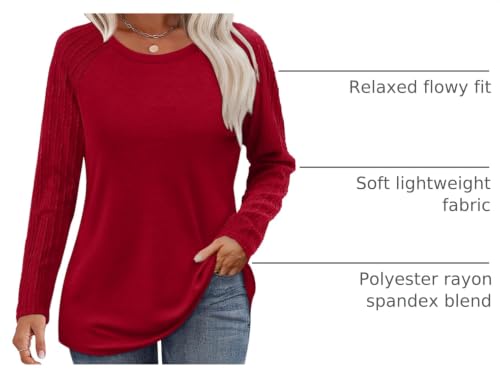 Image of OFEEFAN Long Sleeve Shirts for Womens Fall Fashion 2026 Crewneck Oversized Sweatshirt Tunic Tops to Wear with Leggings
