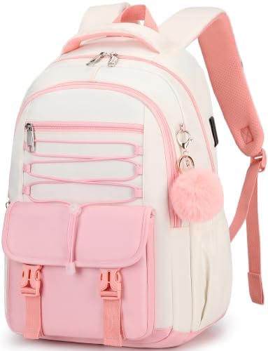 QOICYAID School Backpacks for Girls Backpack Teen Girl Bookbag Kids Backpack for School Backpack for Girls (Pink)