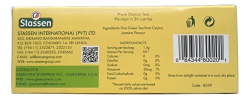 Image of Stassen Pure Jasmine Green Tea, 100 Tea Bags (Pack of 2)