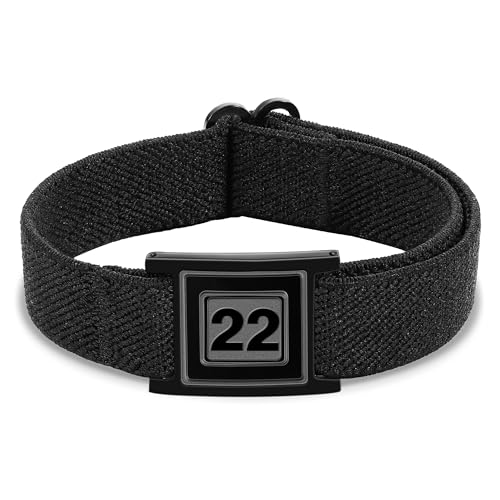 Jesvo Number 22 Bracelet for Boys Men, Black Baseball Basketball Soccer Football Accessories Stuff Wrist Sports Jewelry Valentine Gifts ldeas Teen Teenage Kids Boys Male Age Pulsera Para Hombre
