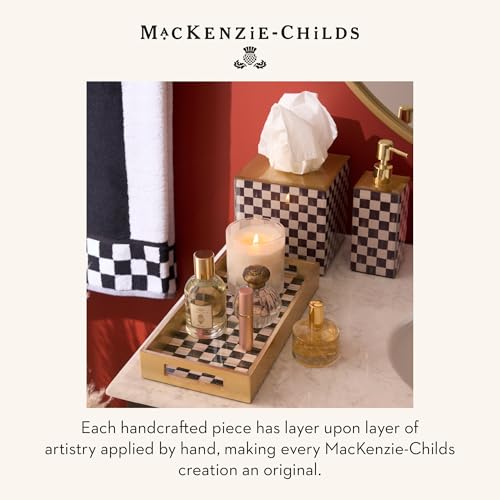Image of MACKENZIE-CHILDS Glass Soap Pump, Black-and-White Courtly Check
