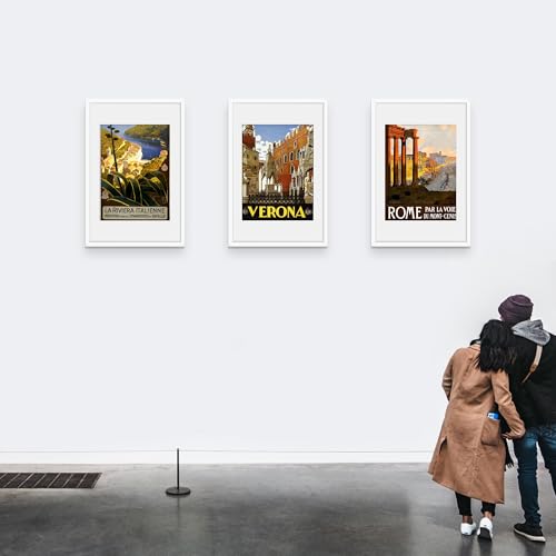 Picrit 22.375x34 Picture Frame 3 Pack, White Poster Frame, Display Poster 18 x 24 with Mat or 22.375 x 34 without Mat for Horizontal or Vertical Wall Mounting