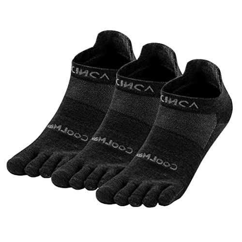 TRIWONDER Chaussette à Orteils Séparés 3 Paires Chaussettes de Sport 5 Doigts Basses Socquettes Respirant pour Homme Femme Course Trail Running (M, Noir - 3 Paires) Cover