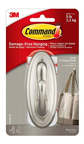 Command Strips 17053BN Large Brushed Nickel Command Traditional Hook
