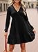 Dokotoo Fall Dresses for Women 2025 V Neck Ribbed Knit Texture Empire Waist Long Sleeve Dress Swing Flared Ruffle A Line Cute Casual Loose Flowy Wedding Guest Party Short Mini Dress Black Small
