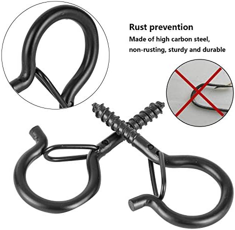 24 Pack Q-Hanger Christmas Lights Hanger Hooks, Hooks for String Lights, Outdoor Wire and New Year Party, Fairy Lights Plants Wind Chimes Decoration Hanging Safety Buckle Design(24pcs, Black)