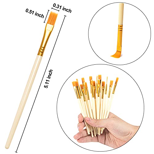 60Pcs Flat Paint Brushes, Kids Paint Brushes Bulk Small Acrylic Oil Watercolor Painting Kits For Detail Painting Arts Crafts #TOP5