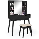 LYNSLIM Vanity Table Set with Mirror and Makeup Organizer Dressing Table,2 Large Drawers with Slidin