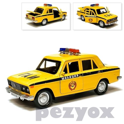 Image of 1:24 Diecast Metal Car Model Police Taxi Toy Cars for Kids Pull Back Openable Doors with Light Sound. (Yellow)