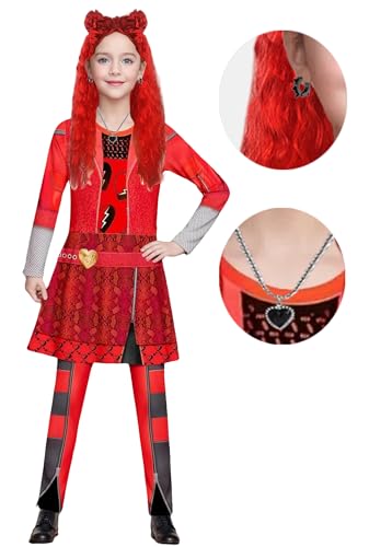 Disfraz princesa rojo para niñas 6-7 años con peluca miniatura 2