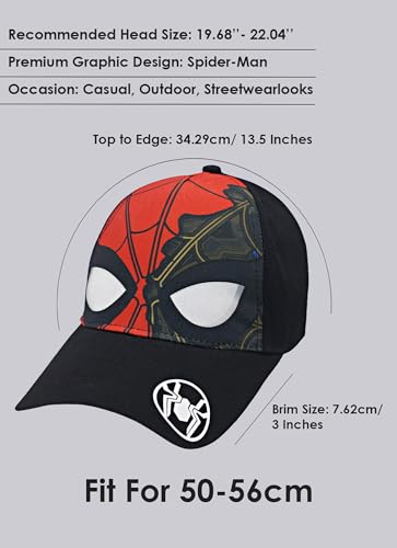 Image of Kidsville Official Marvel Comic Spiderman Cap for Kids Boys Black