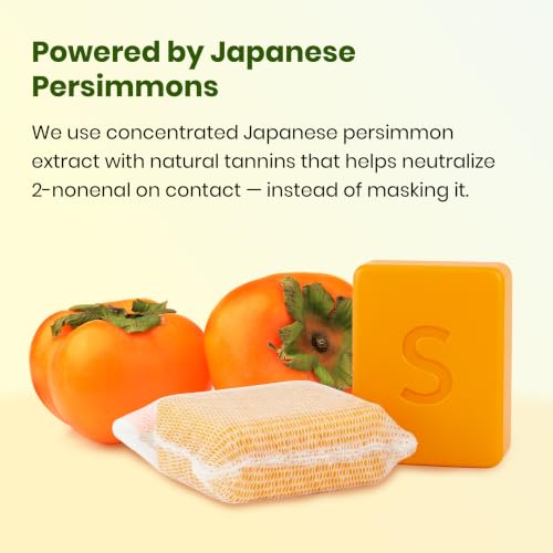Image of Japanese Persimmon Soap | Body Odor Bar - Old People Smell Cleanser, 2 Pack