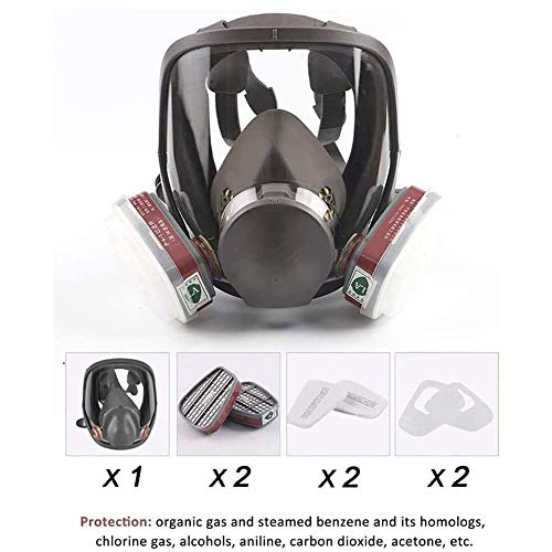 MZBZYU Full Face Head Ventilative Biochemical Respirator Gas Mask (Respirator Canister) Gas-Proof with 2 Filter Boxes and 2 Filter Cottons, Dedicated to Public Safety Protection