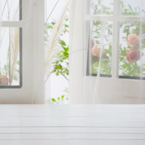 ALAHUGYEF 1 Paar/2 STK Scheibengardinen Modern, Bistrogardine Weiß, Halbtransparent Bistrogardine Voile Gardine Fensterschal Vorhänge, Fenstergardinen für Küche Wohnzimmer Privatsphäre Fenstervorhang