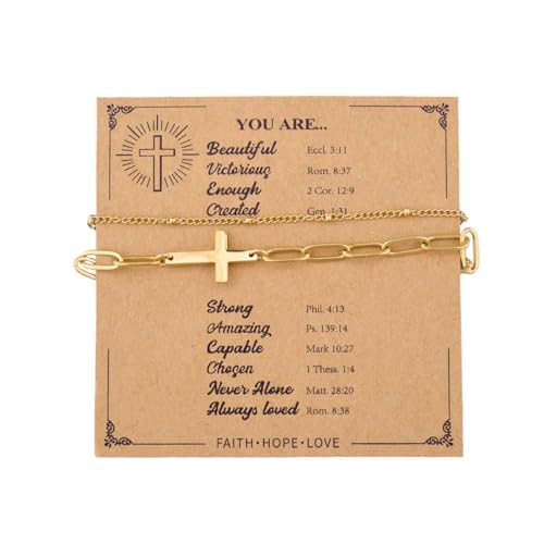 Christmas Birthday Gifts for Christian Women Friends Religious Gifts for Gf Her Catholic Faith Bracelets Inspirational Cross Bracelet Communion Confirmation Baptism Christening Gift Prayer Bracelet