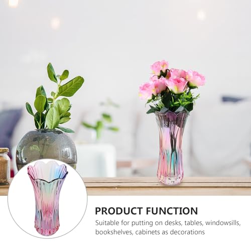 Vase à fleurs en verre rétro queue de paon coloré décoratif EXCEART - 6