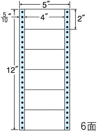 東洋印刷 タックフォームラベル 5インチ ×12インチ 6面付(1ケース1000折) MM5A