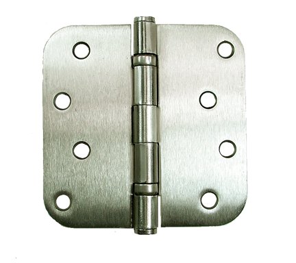 Hinge Outlet 4 Inch with 5/8 Inch Radius Ball Bearing Door Hinges, Heavy-Duty Steel, Removable Pin (Satin Nickel, 2 Pack)
