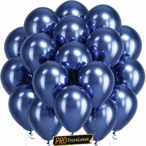 Image of Bezente Pro Duralatex Metallic NavyBlue Extra-Thick Balloons 120Pack 10inch