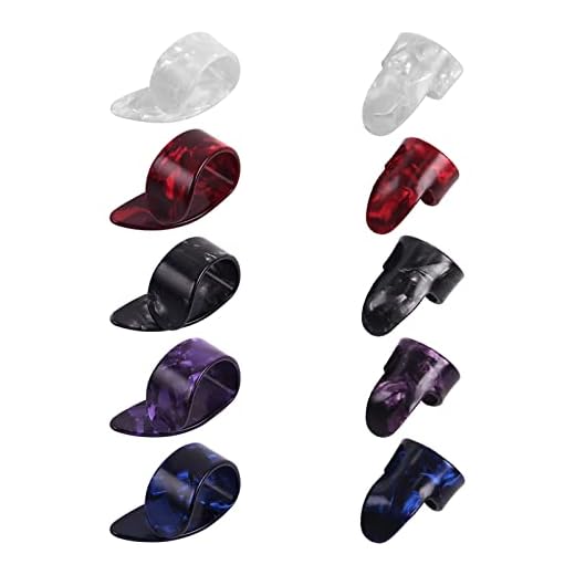 Conjunto de escoba de pulgar, púas de dedo de 10 unidades, púas de dedo de la pick set de pick de la pulgada, púas de dedo de la guitarra de celuloide, pestañas de guitarra, púas de plástico para