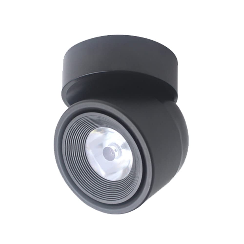 Aioneer 360°Adjustable Gimbal Retrofit Downlight-Surface Mounted Cob Lighting Aluminum Led Indoor Ceiling Spotlight 5W/7W Daylight Retrofit Downlight 3000K/4000K/6000K SelectableBlack-7w-3000K