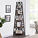 HOMBAZAAR Corner Shelf,72 Inch Industrial Corner Bookshelf,5 Tier Tall Corner Ladder Shelf with Metal Frames,Rustic Corner Shelf Stand for Living Room, Bedroom, Kitchen, Office, Rustic Brown