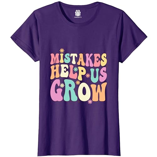 Mistakes Help Us Grown Retro Groovy T-Shirt for Women Girls Funny Gift for Teachers Students on Back to School