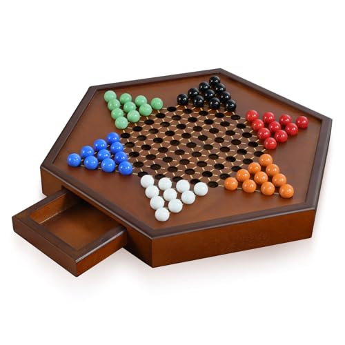 Juego de Mesa Damas Chinas Madera 15"x13" con Canicas miniatura 1