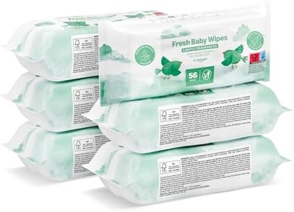 by Amazon Fresh Baby Wipes, 336 Wipes, 6 Pack of 56